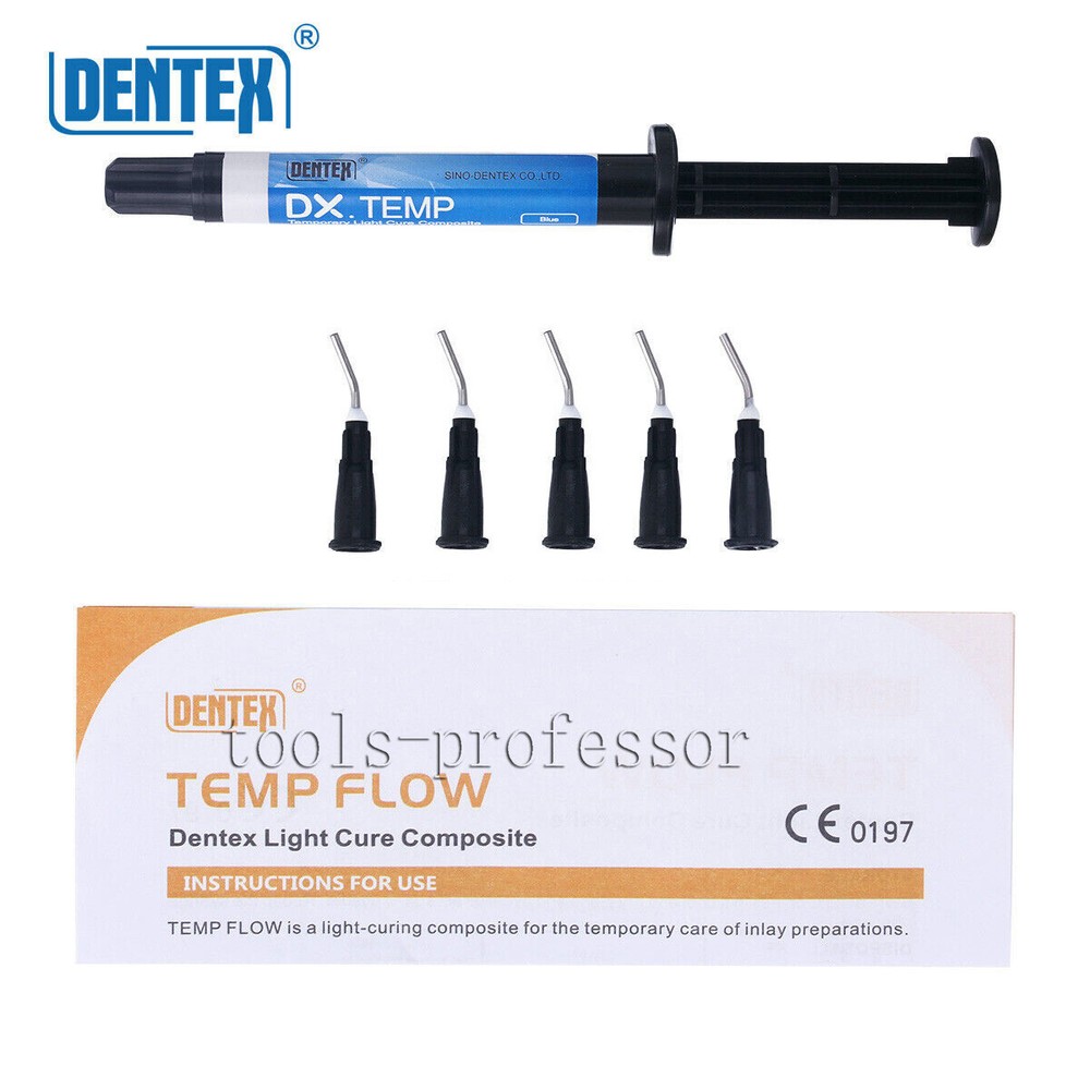 DENTEX Dental Temporary Flowable Light Cure Composite Resin Blue/Transparent