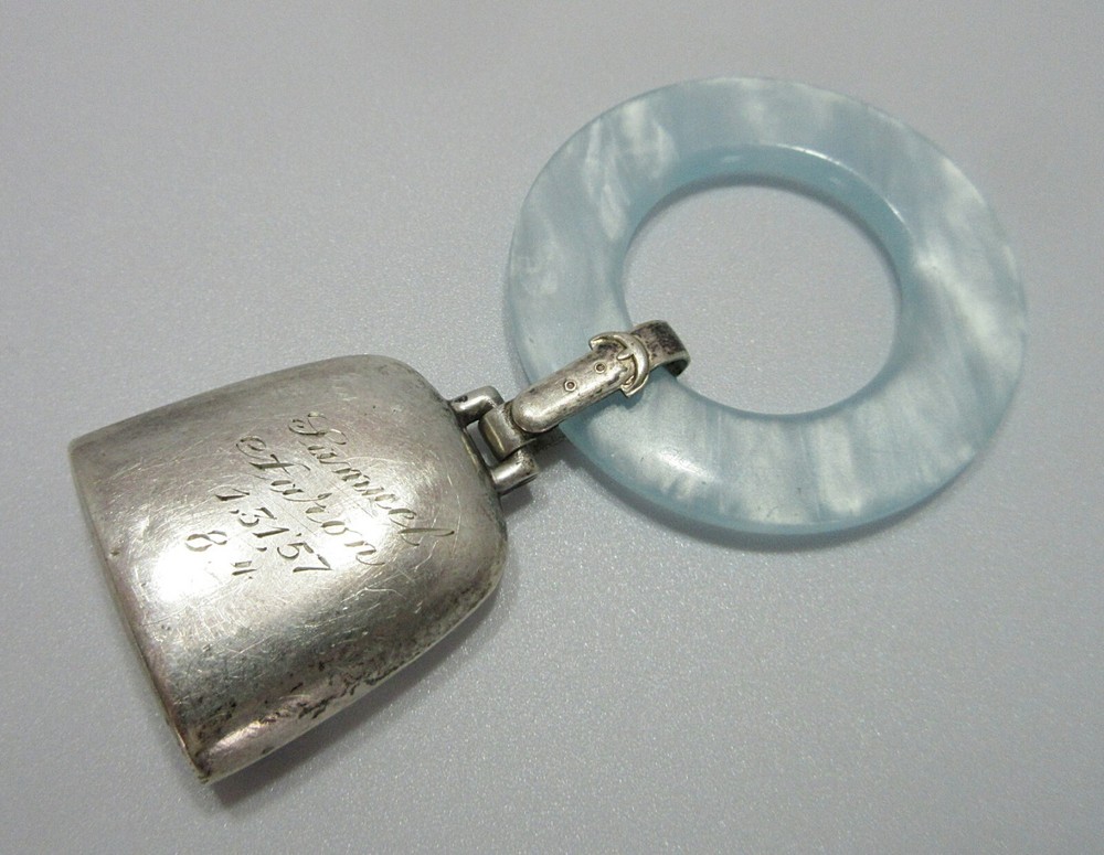 Vintage Web Sterling Teething Ring Celluloid