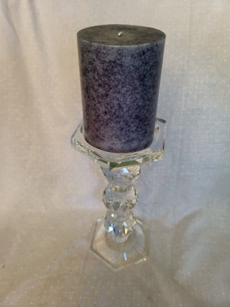 Sylvie Lead Crystal Candle Holder 9"