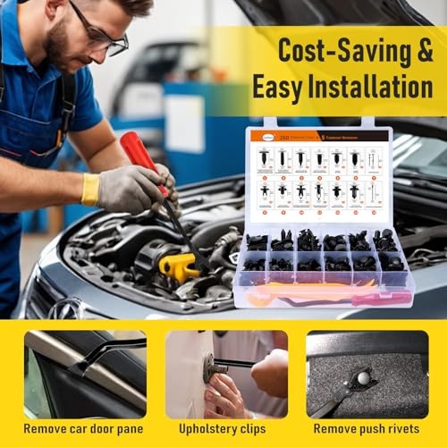 Car Bumper Retainer Clips Kit - Auto Plastic Rivets & Push Fasteners 260PCS