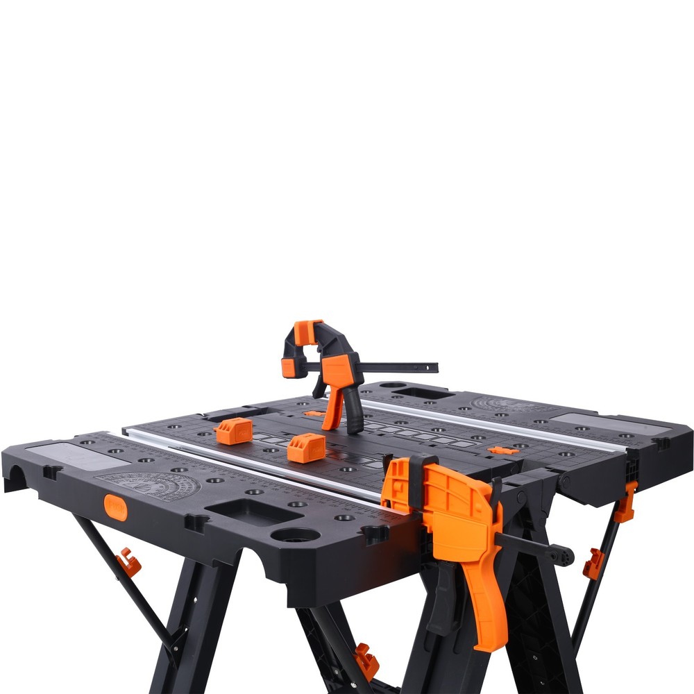 Portable Folding Work Table Sawhorse Workbench 2-in-1 Large Load Capacity