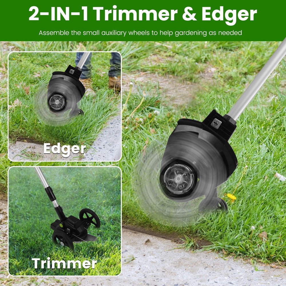 21V Cordless String Trimmer Edger WeedWhacker Grass Eater Lawn Cutter 2 Battery