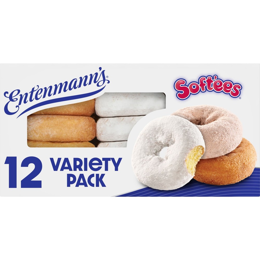 Entenmann's Soft'ees Variety Pack Donuts, 12 count, Plain Donuts, 18.5 oz