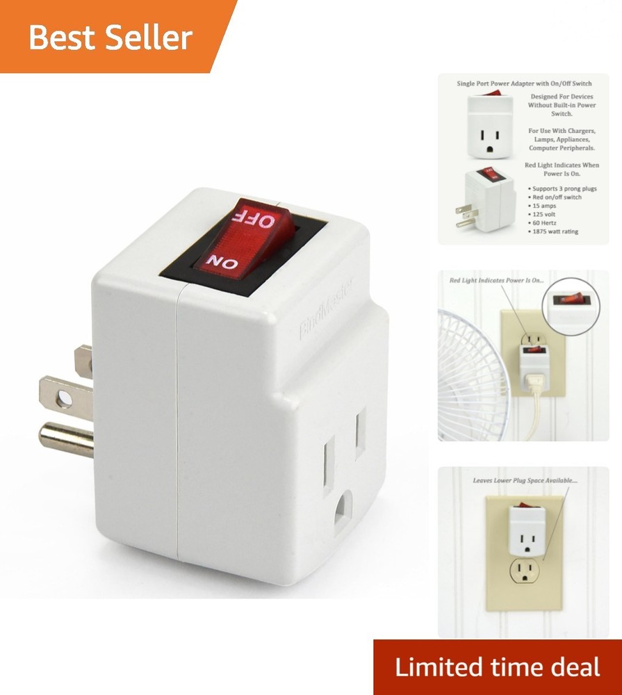 Single Port Grounded Outlet Adapter with Indicator Light and Energy Efficiency