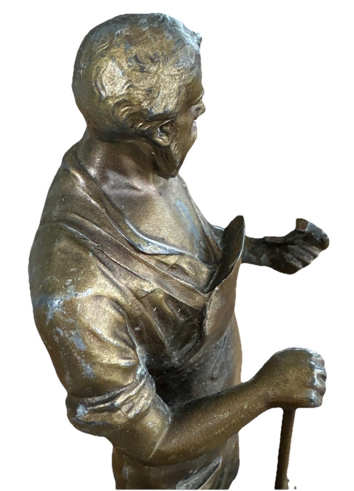 Antique Cast Zinc Blacksmith On Marble Plinth