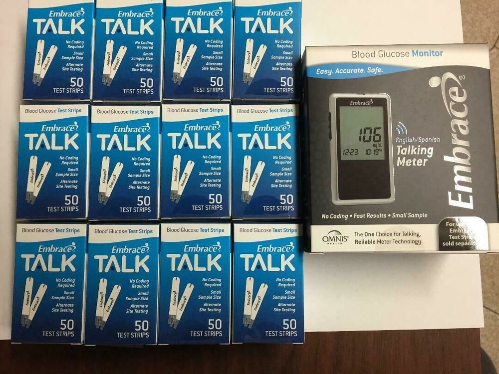 Embrace Blood Glucose 600 Test Strips Plus METER NO CODING  Exp: 04/01/2027