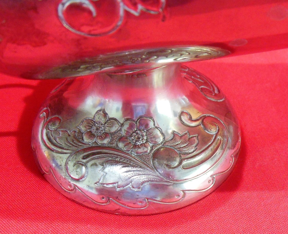 Footed Silverplate Sugar Scuttle Etched Floral NO SCOOP