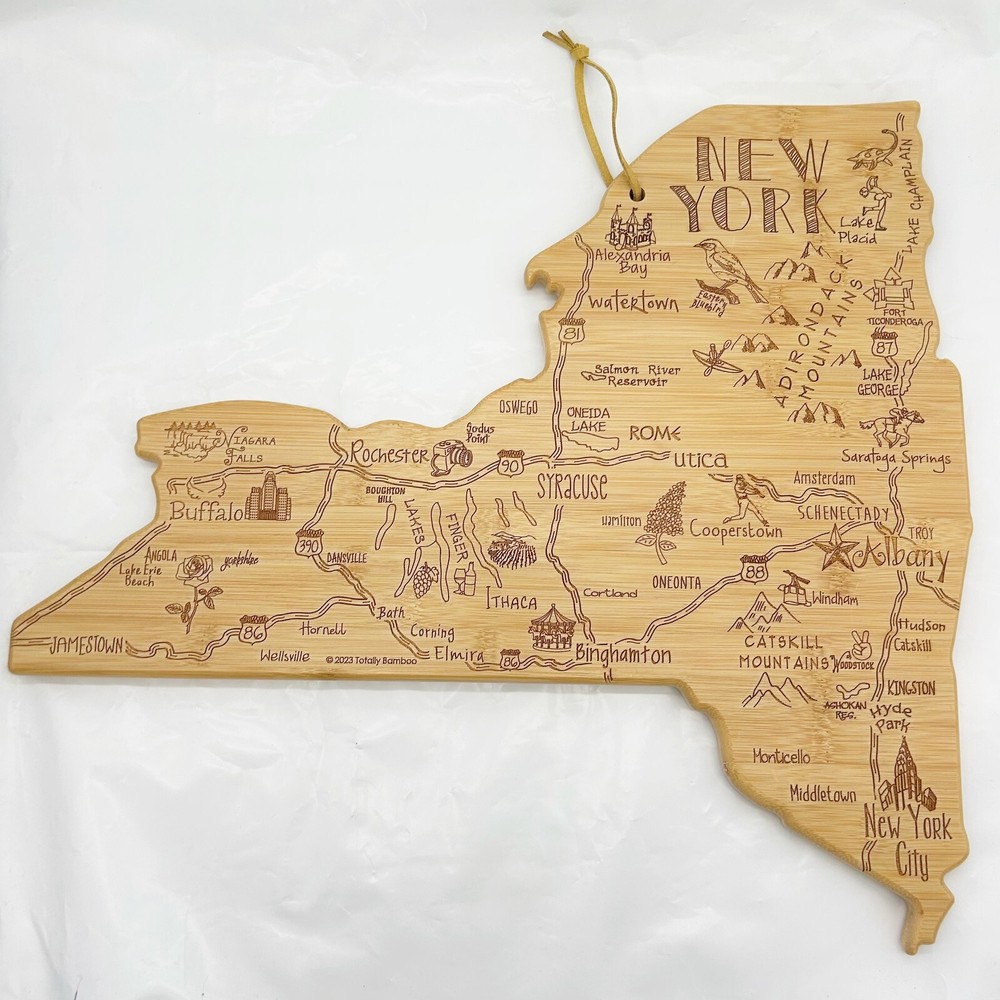 Totally Bamboo New York Cutting Board 17"x18.5" Charcuterie Leather Hanger