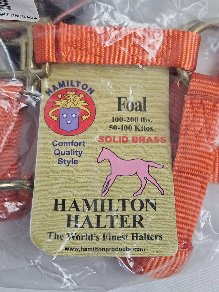Hamilton Deluxe Nylon Solid Brass Horse Halter - Foal *MANGO* NWT