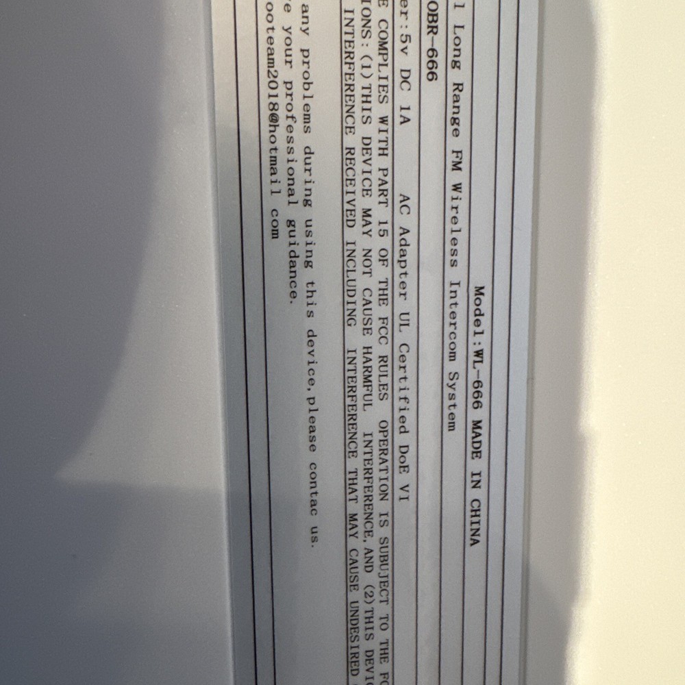 Wuloo Wireless 1 Mile Range Home Intercom System 2 Pack Wl-666 Multi Channel