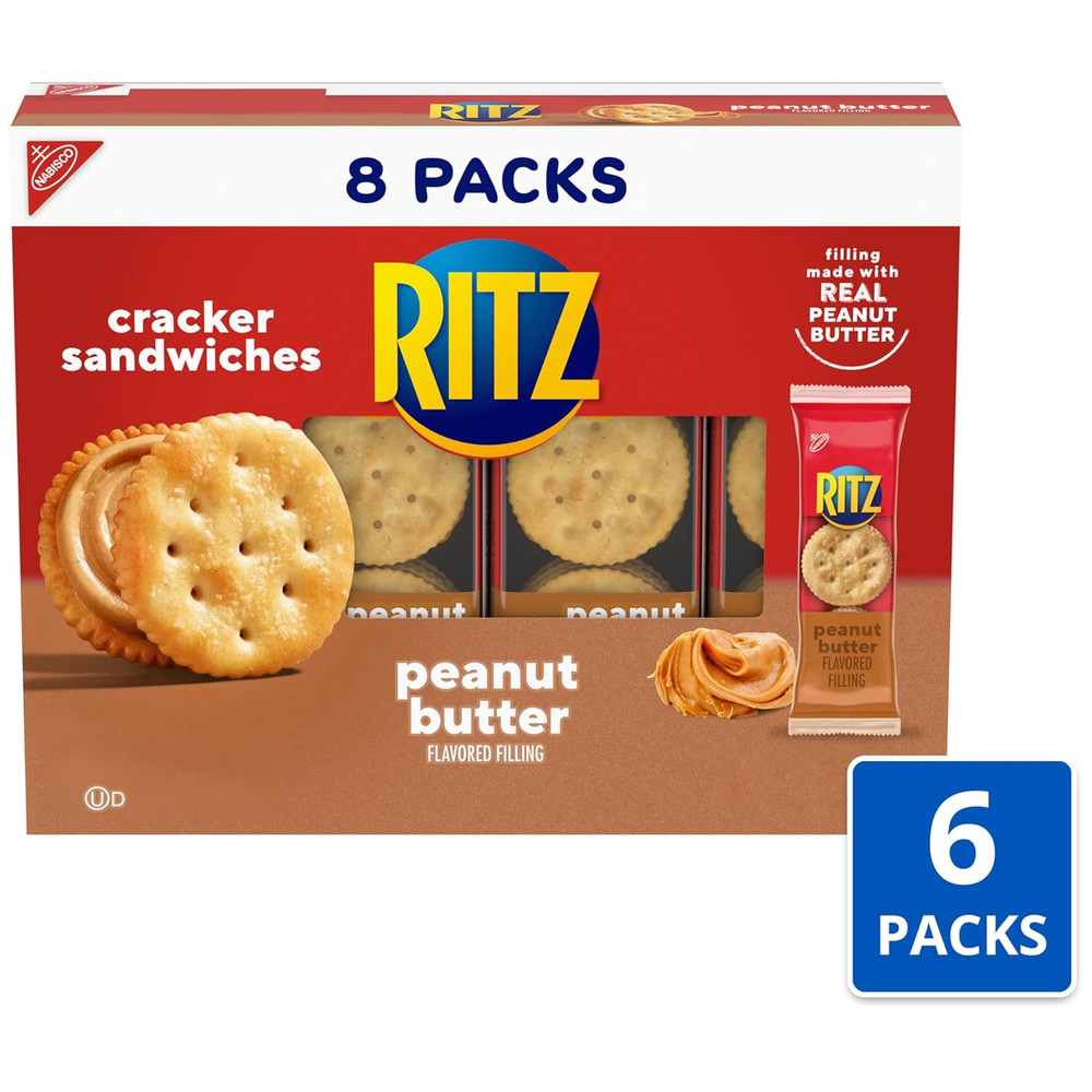 Peanut Butter Sandwich Crackers, 48 Snack Packs 6 Boxes, 6 Crackers per Pack