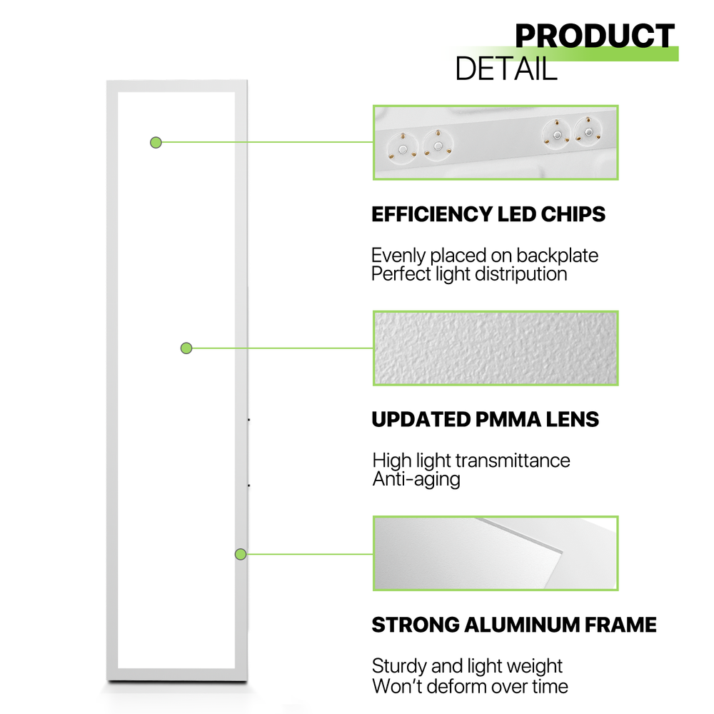 4 Pcs 1x4 LED Flat Panel Light 4000LM 5000K Dimmable Drop Ceiling Troffer Light