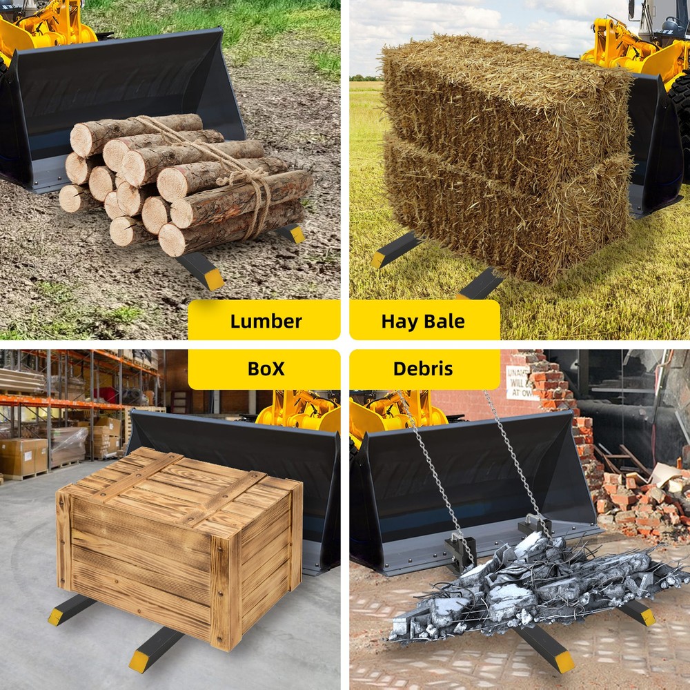 Mud Modified Pallet Fork with Adjustable Stabilizer Bar for Tractor Attachments