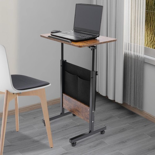 Office Rolling Laptop Desk Adjustable Height Computer Table 32-47in W/ Storage