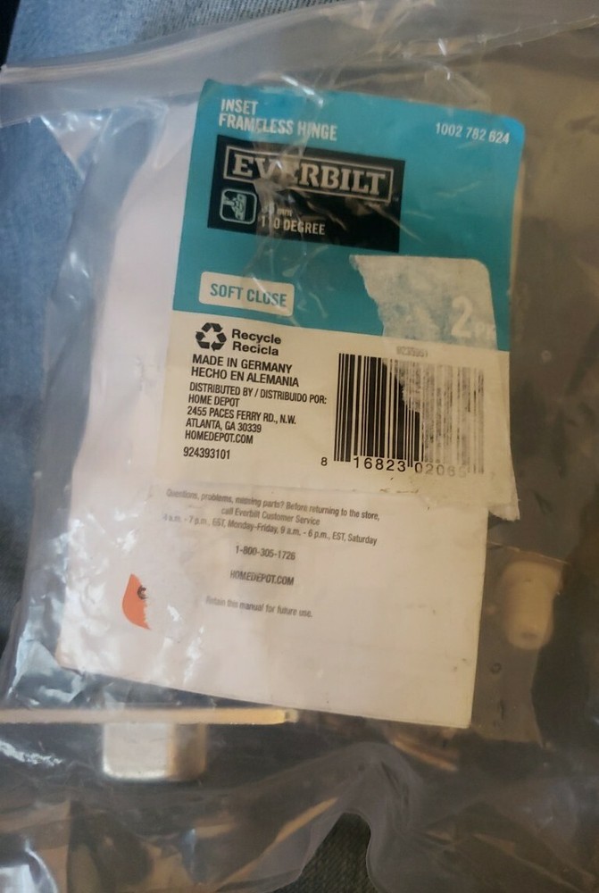 Everbilt 1002 782 624 Inset Frameless Hinge  2pk