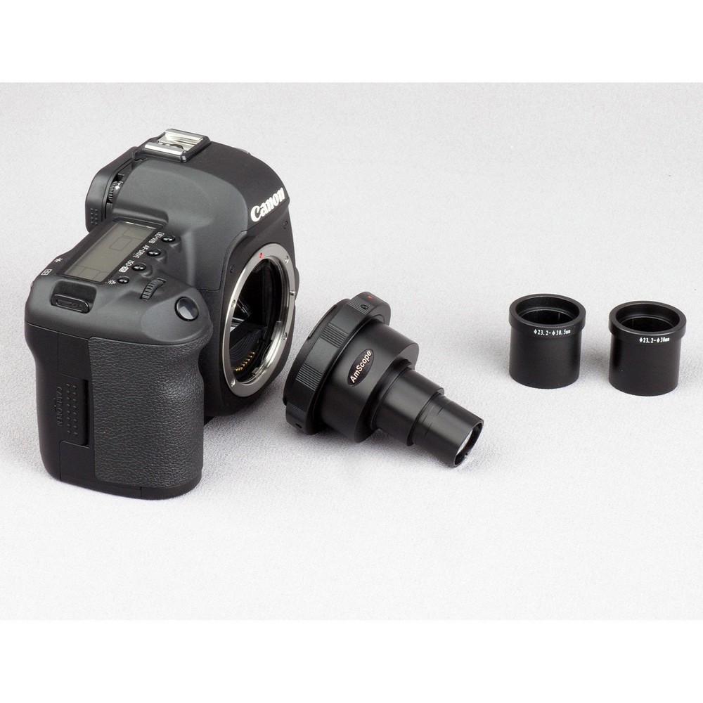 AmScope Canon SLR/DSLR Camera Microscope Adapter 2X Magnification w 2 Adapters