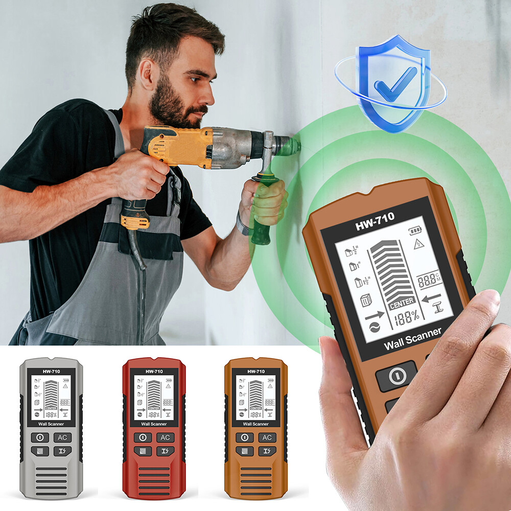 Stud Finder 6 in 1 Multi-Function Wall Stud Scanner Sensor Detector LCD Display