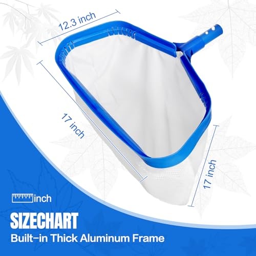 Pool Skimmer Net with Pole, 2.5FT-10FT Adjustable Aluminum Pool Net with Pole
