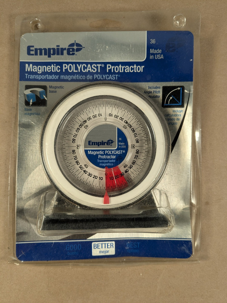 Empire Magnetic Polycast Protractor New 36 Better