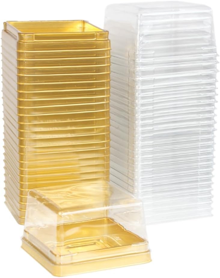 Clear Plastic Mini Cake Boxes, Square Cupcake Holders, Mini Dessert Packaging wi