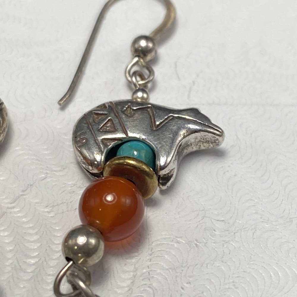 Shube’s Manuf. Sterling Silver Bear Feather Dangle Earrings