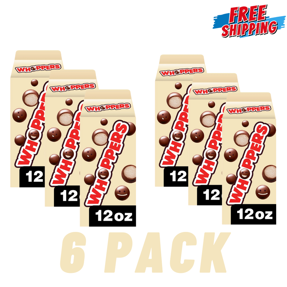 Whoppers Malted Milk Balls Candy, Box 12 oz 6 Pack