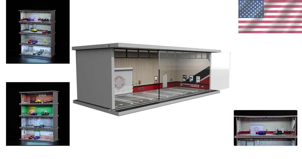 LED Lighted 1/64 Diorama Display Case for Hot Wheels – Stackable Acrylic Garage
