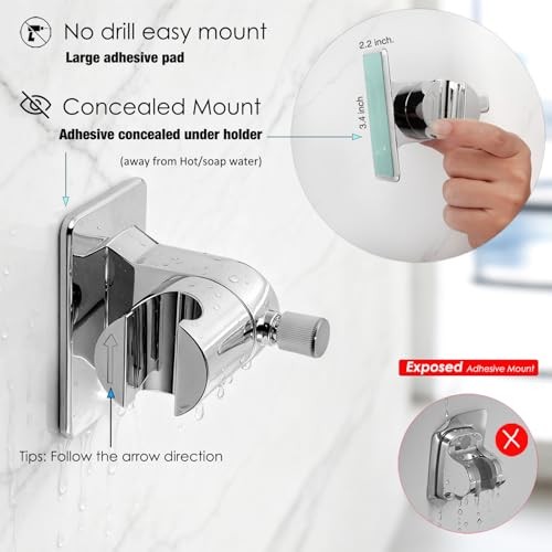 Handheld Shower Head Holder - No Drill - 360 Variable Adjustable - Tension Nut