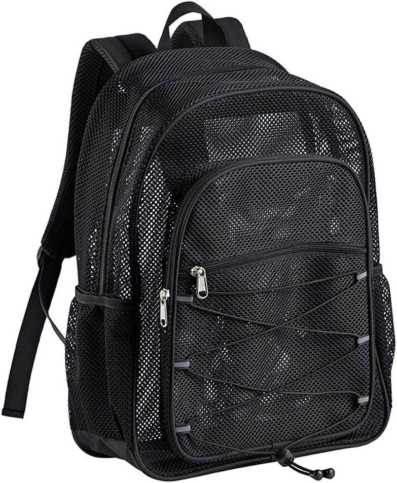 COVAX Heavy Duty Mesh Backpack, See Through College Black