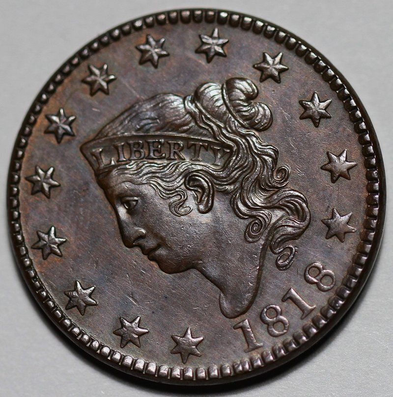 1818 Coronet Head Large Cent - US 1c Copper Coin