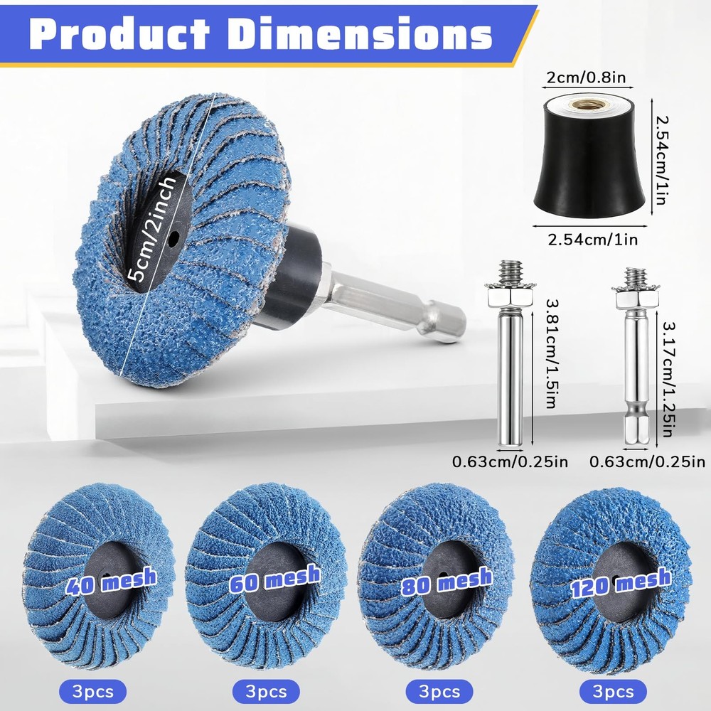 15PCS Die Grinder Sanding Disc 2 Inch Roll Lock Quickly Change Blue