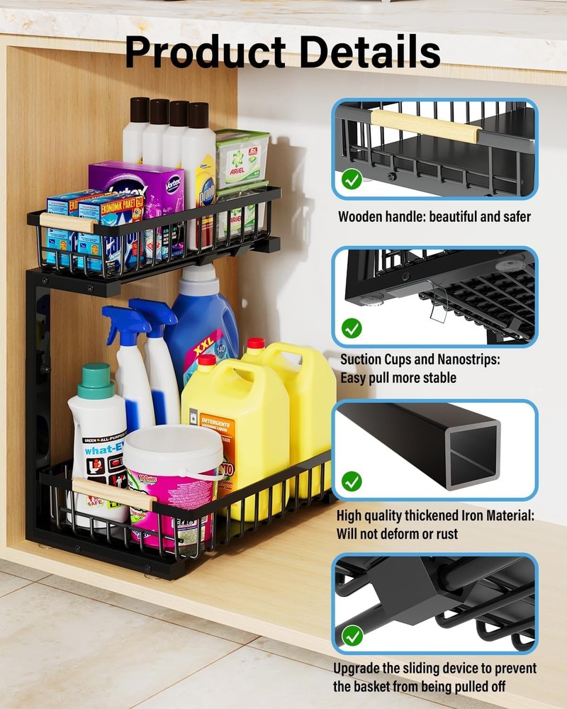 Under Sink Organizer Storage Families Pull Out Storage Undersink Organizers