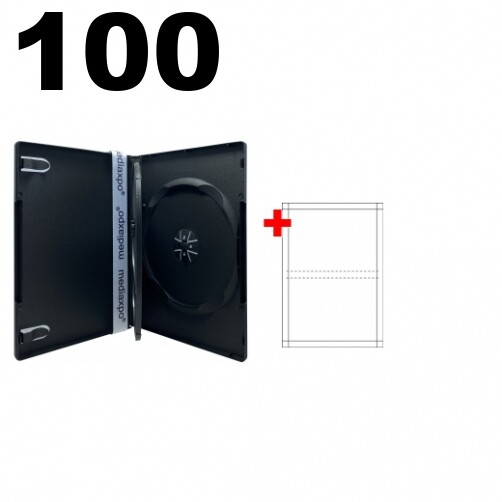 100 STANDARD Black Triple 3 Disc DVD Cases & 100 Matte Inserts