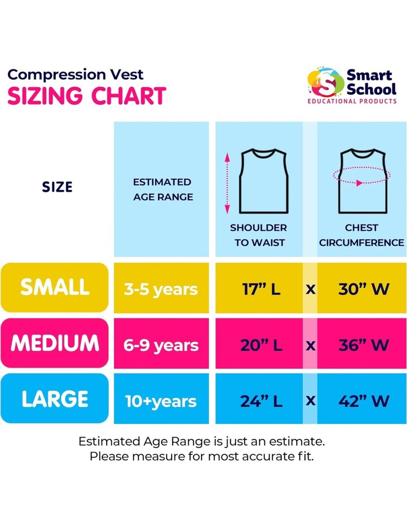 Sensory Compression Vest For Kids Light Pressure Comfort Large