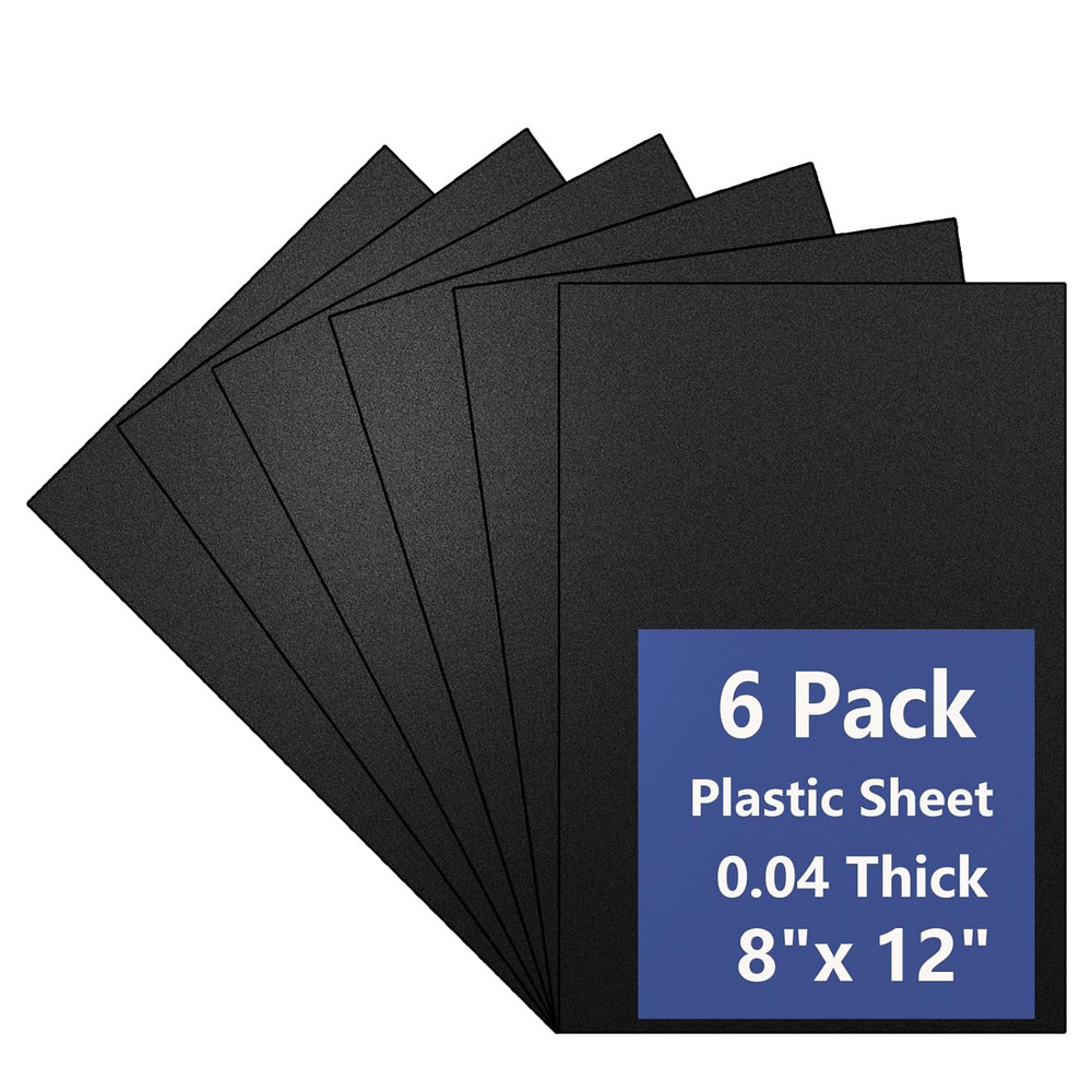 6 Pack Black Plastic Sheets 8X12X0.04 in Flexible High Tensile Plastic Sheets...