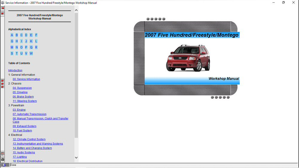 2007 Ford Five Hundred Service Repair Manual CD