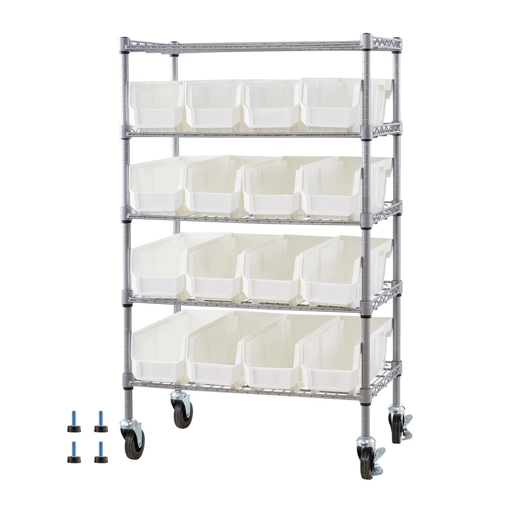 Uimoso 5-Tier Rolling Storage Rack with 16 Removable Bins