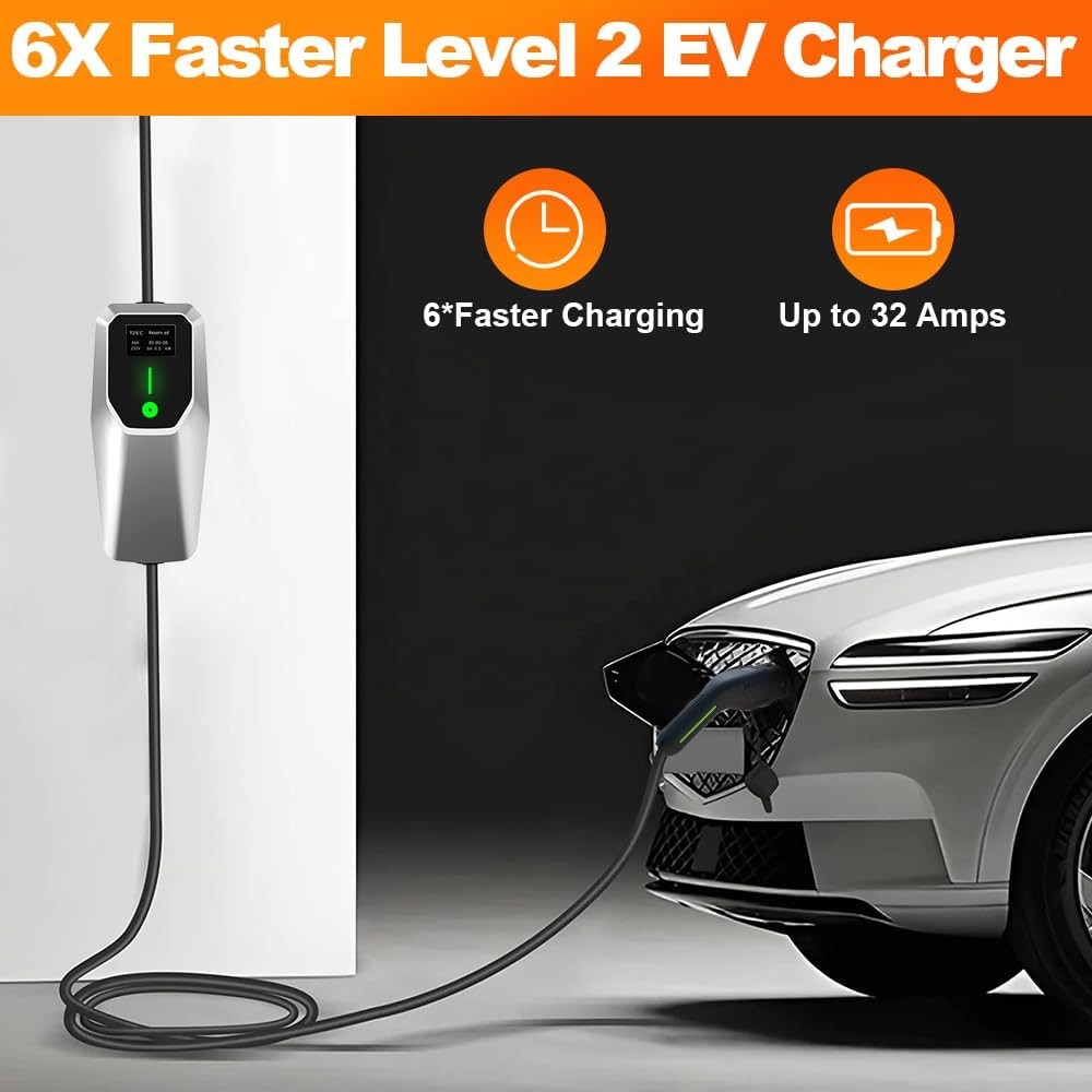 32A Level 2 EV Charger Portable 20FT Cable