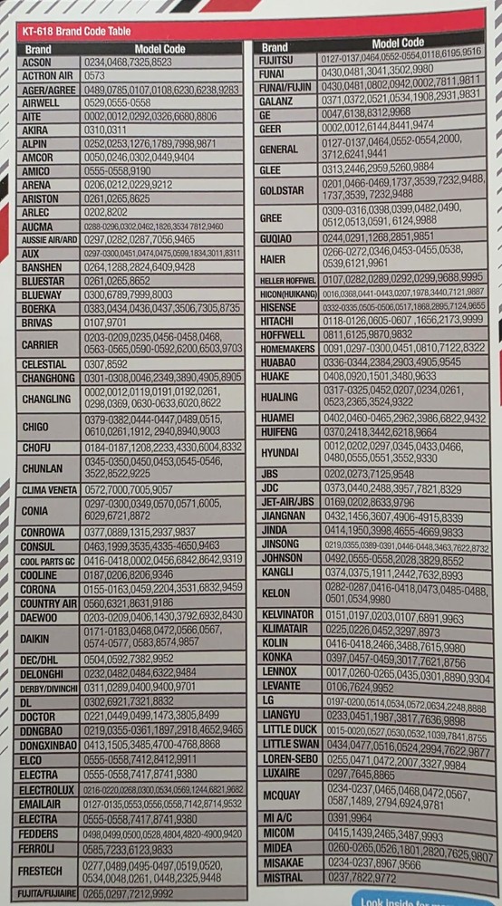 Mini Split Universal Remote Controls KT 618 + 10 000 Codes , Auto Setup.