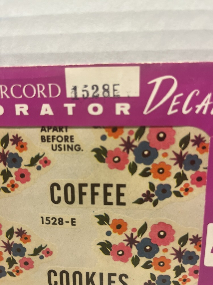 Vintage Meyercord Decal Transfer Pattern Kitchen Labels # 1528E