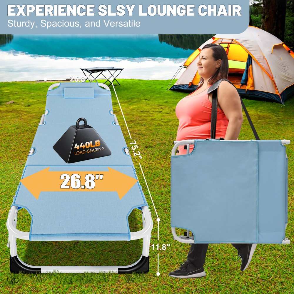 NAIZEA Folding Camping Cot Face Down Tanning Chaise Lounge Chair for Adults