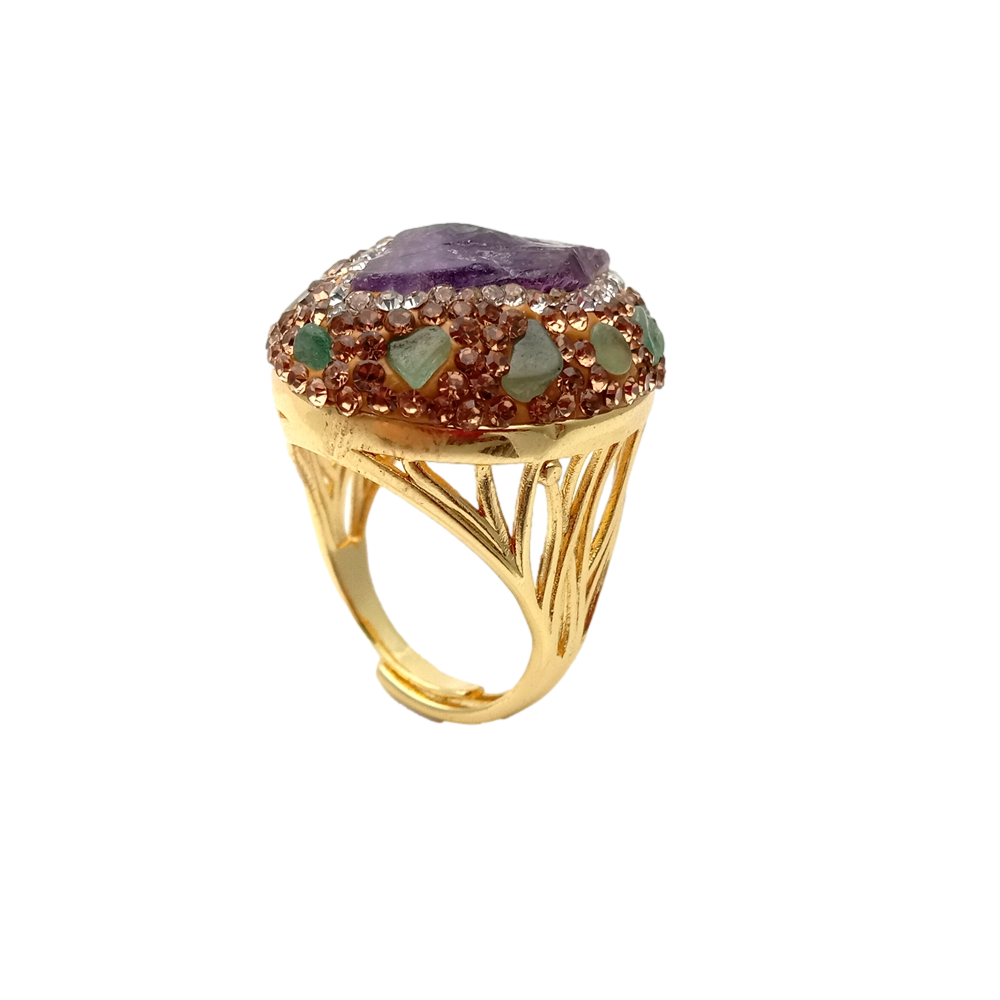 Natural Amethyst Rough Raw Chrysoprase Finger Rings Anniversary Adjustable