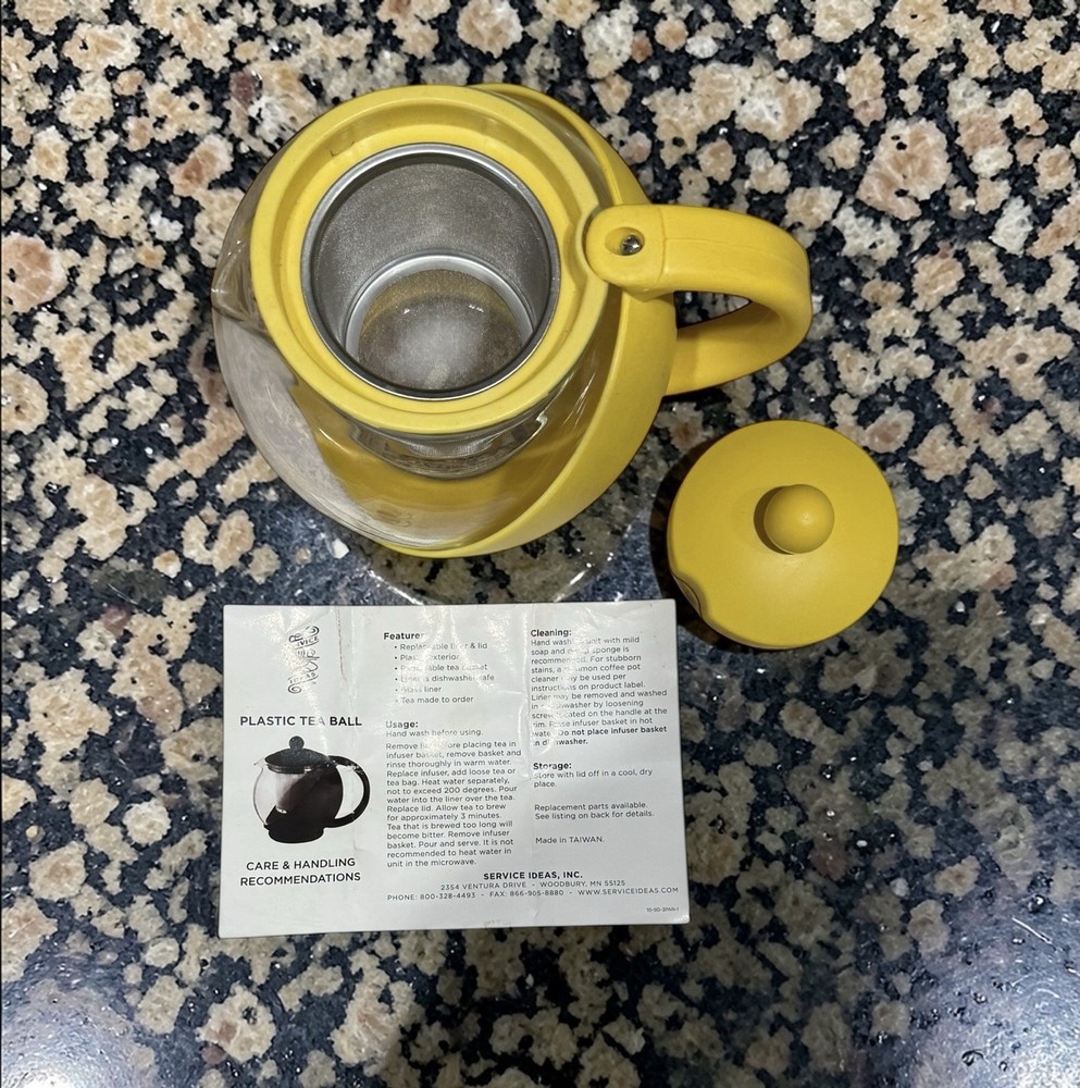 Yellow Tea Ball Diffuser Holder Glass Teapot Plastic Half Moon Infuser Taiwan