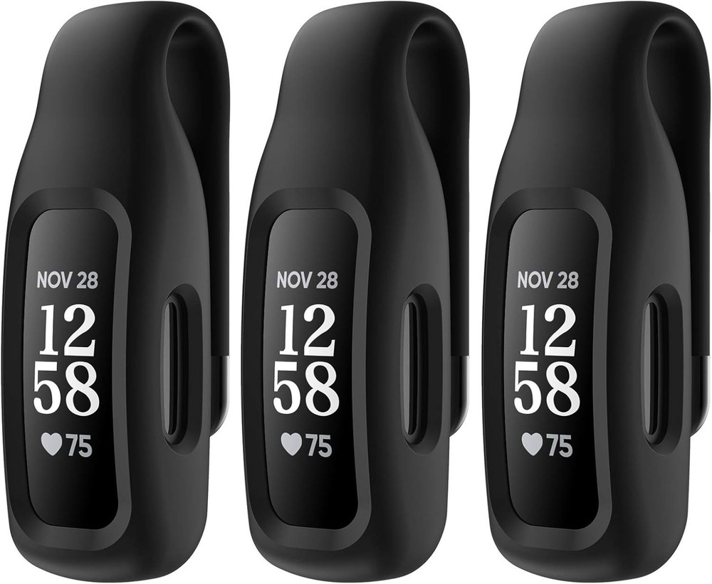 3-Pack Clip Case Accessory for Fitbit Inspire 3/Inspire 2, Black+Black+Black