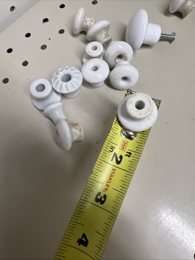 Lot 13 Antique White Ceramic Drawer Pulls Cabinet Knobs Assorted Lot Sizes