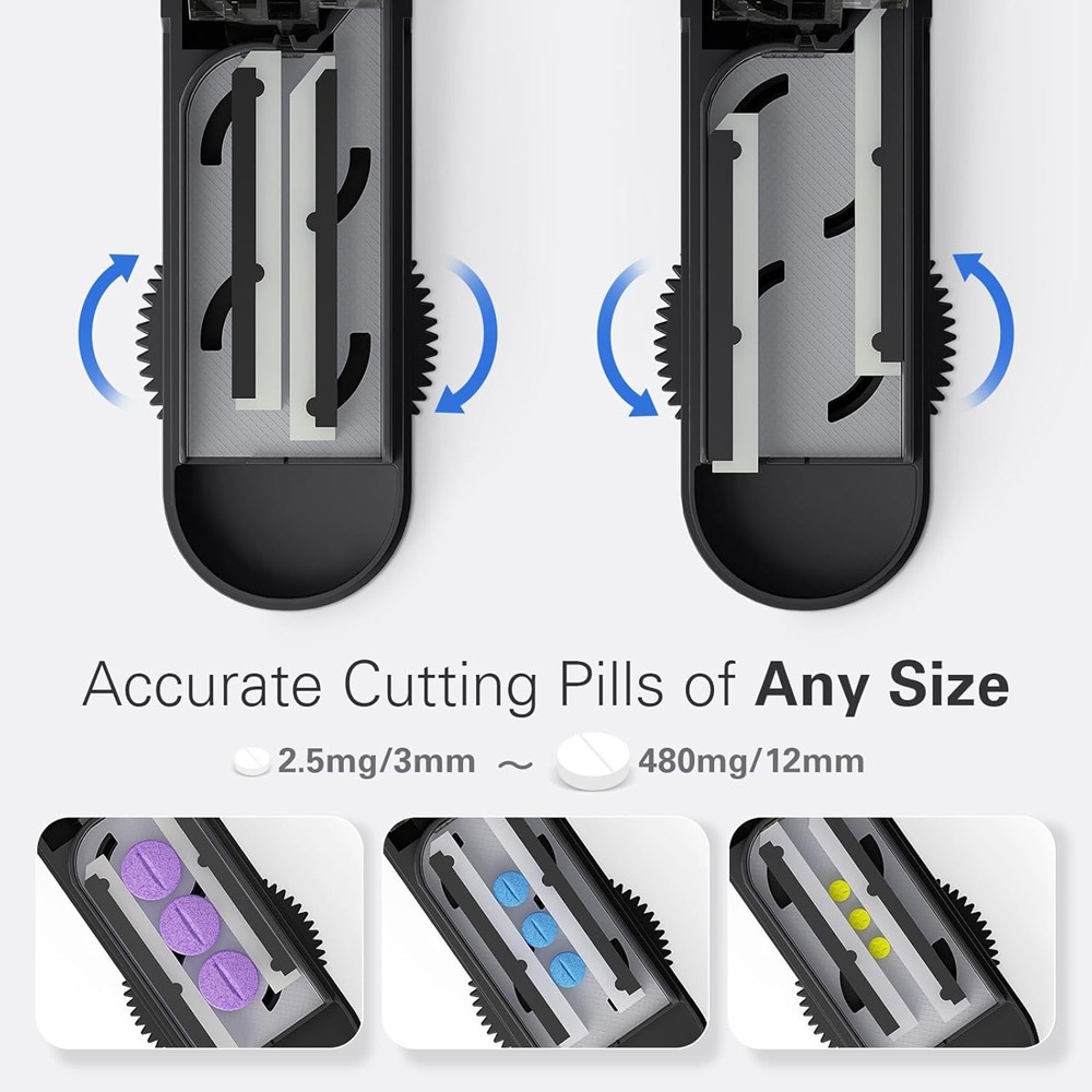 Pill Cutter Tablet Splitter With Sharp Blade Easy Cut Small Medium Large Pills