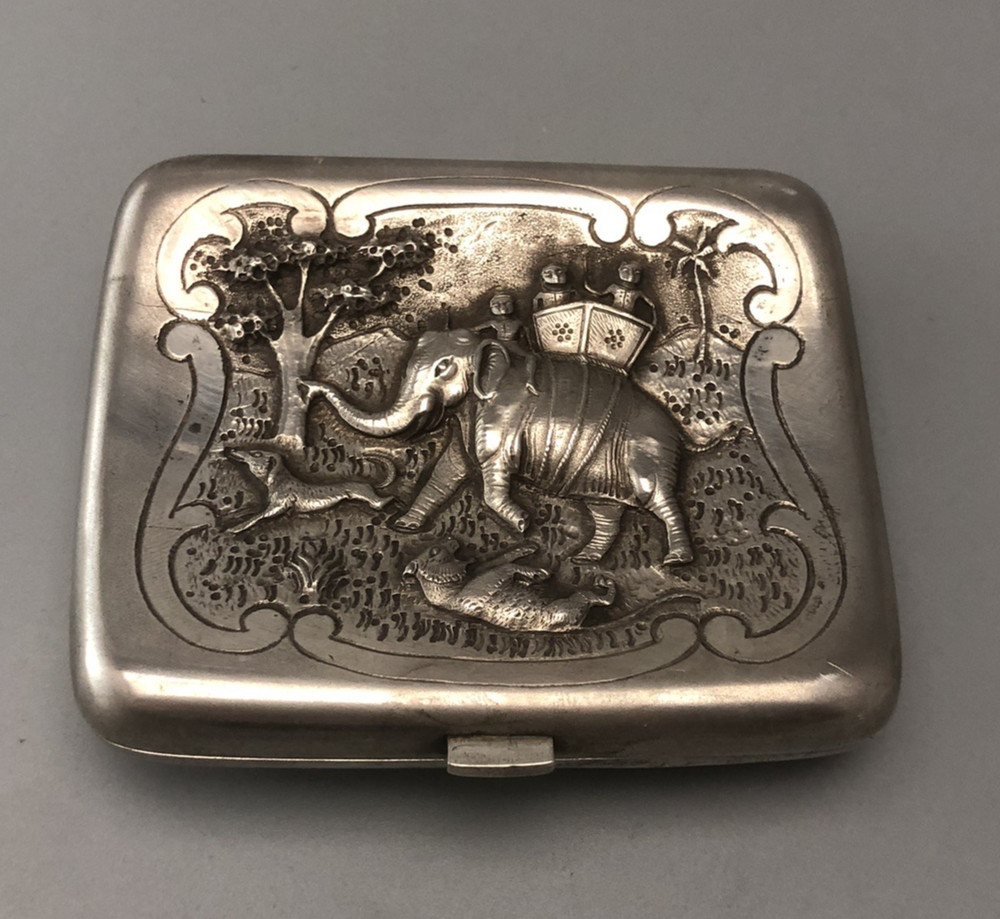 Antique Indian Silver Cigarette Case c1928 124g ABDZX