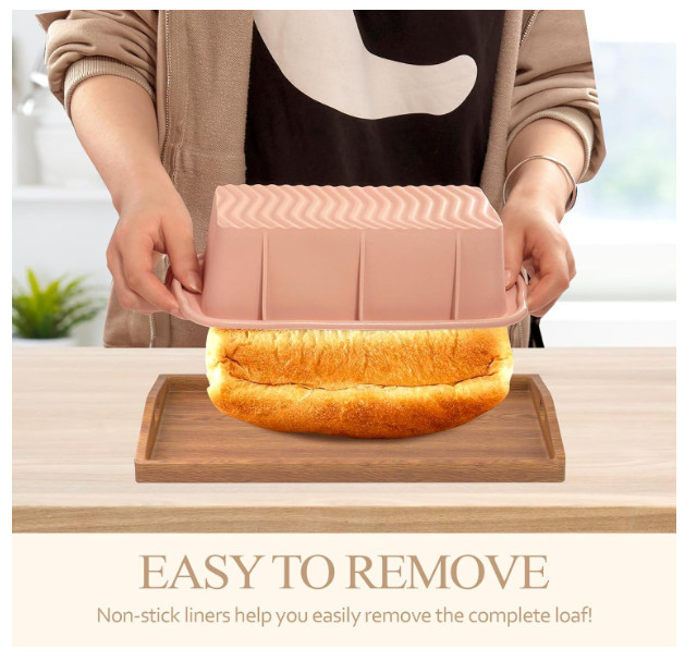2PCS Silicone Bread Loaf Pan Non-Stick Rectangular Baking Mold for Cake Bread