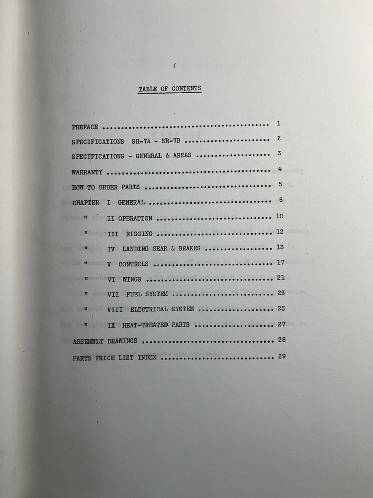 Stinson Model SR-7 Inspection Instruction Manual Older Copy
