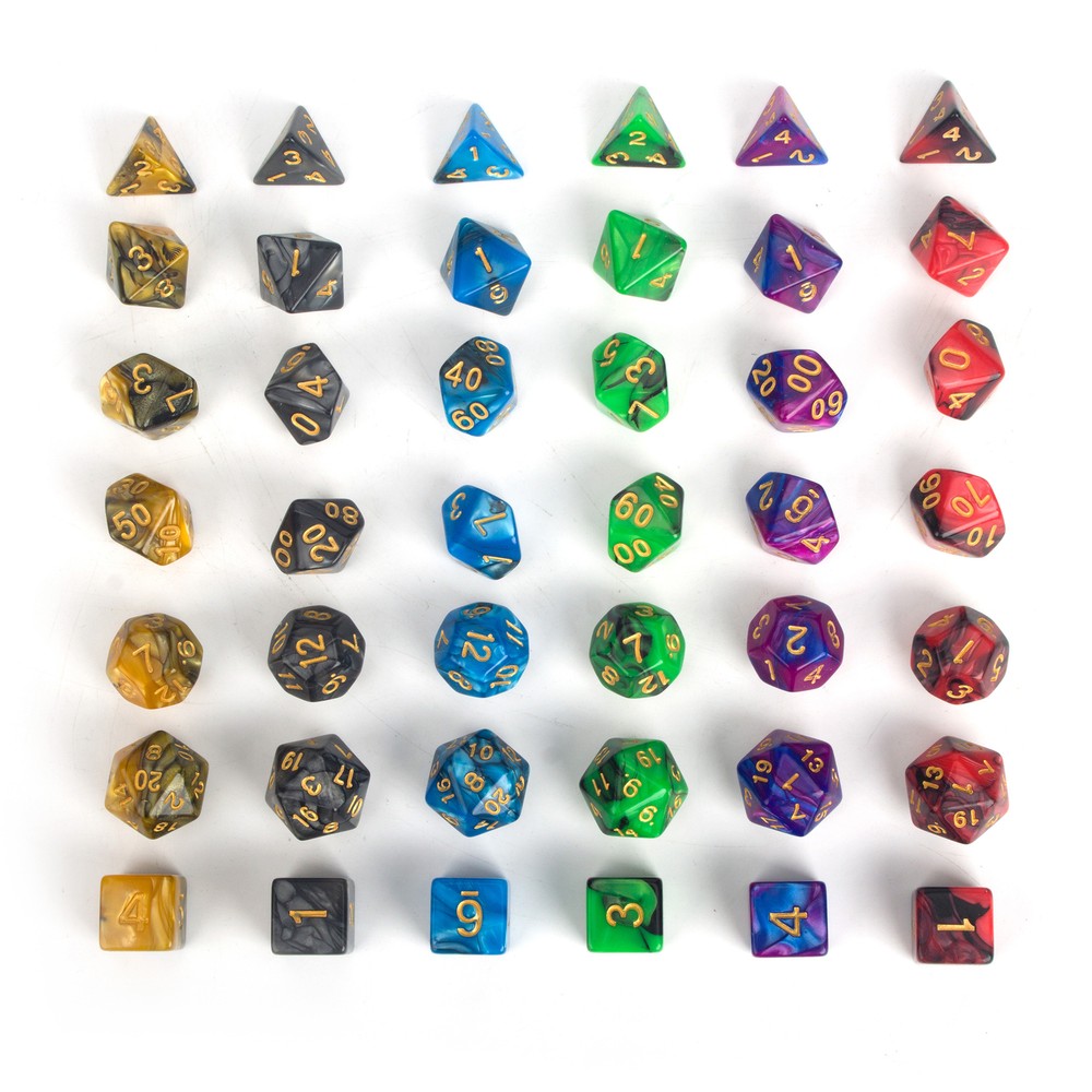 42PC Dice Mini Two Tone Polyhedral RPG Dice Set, Immense Dice Bags with Pockets